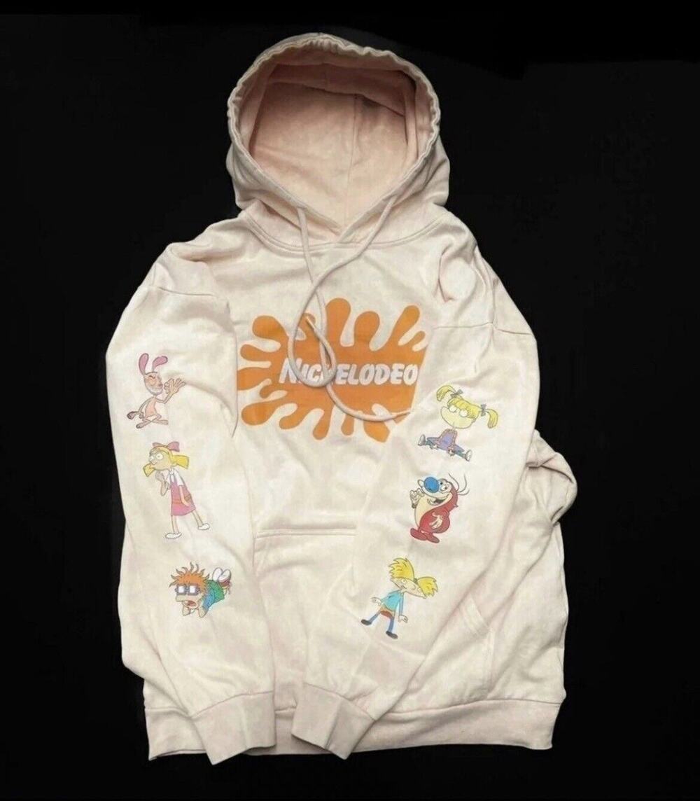 Nickelodeon Hoodie Sz XL Hey Arnold Rugrats Ren Stimpy Sweatshirt 90s Cartoons